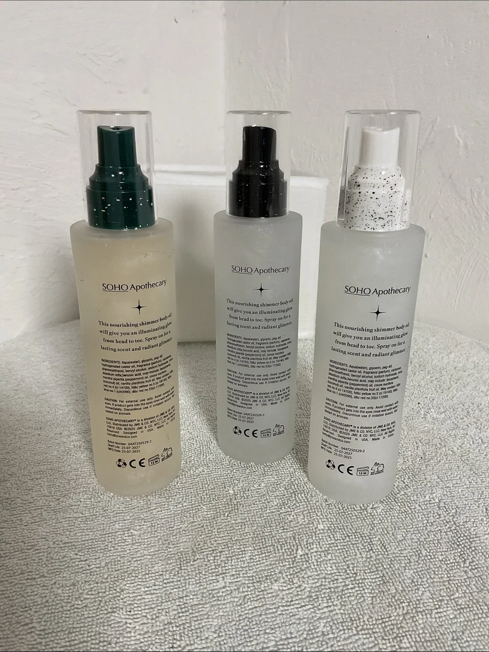 SOHO Apothecary 3 Pc Shimmer Body Oil Mint Coconut Vanilla NWOB